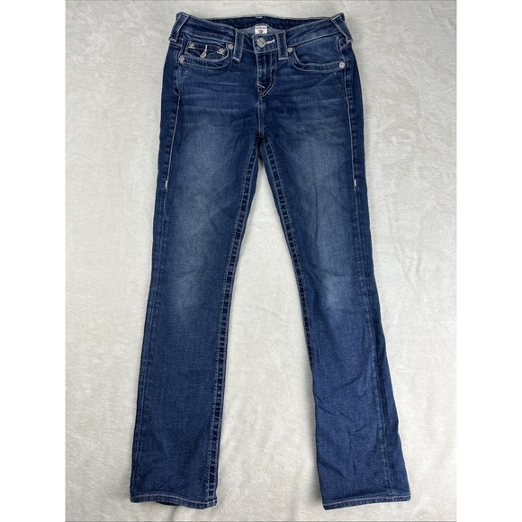 True Religion Denim - True Religion Billie Jeans Women's 27 X 29.5 Mid Rise Straight Stretch Flap